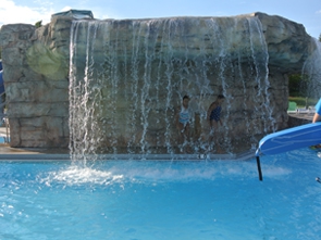 Waterfall feature at Hunt Club Park Aquatic Center. 